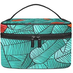 Make-up Organizer Bag, Reizen Make-up Tas Organizer Case Draagbare Cosmetische Tas voor Vrouwen en Meisjes Toiletries Tropisch Groen Palm Bladeren Patroon, Meerkleurig, 22.5x15x13.8cm/8.9x5.9x5.4in