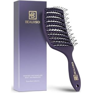 BEAUXSOI Geventileerde haarborstel ontklitter | Haarontwarrende borstel voor nat haar | Gebogen ontwarrende borstel voor föhnen | Natte borstel ontwarrende borstel voor nat, droog, krullend dik