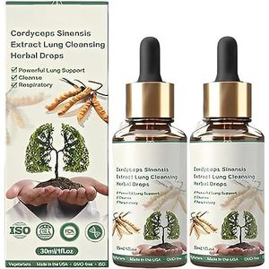 EXQST 2023 Nieuwe Cordyceps Lung Reiniging Drops Natuurlijke Kruiden Lung Essentie Krachtige Lung Reinigen & Ademhaling Natuurlijke Lung Reinigen Druppels voor Longongemak