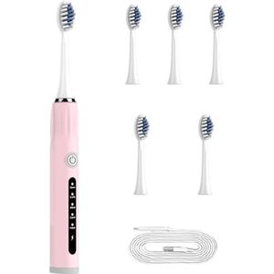 CENMOO Tandborstel, elektrische tandenborstels met 5 modi en 6 opzetborstels, waterdichte ultrasone tandenborstel, op batterijen werkende tandenborstel, ultra whitening tandenborstels voor mannen