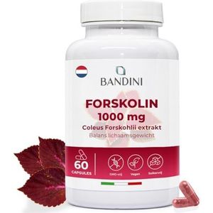 Bandini® High Dose Forskolin 1000mg - 35:1 Extract van Sterke Forskolin uit Coleus Forskohlii in 60 Capsules - Hooggedoseerd puur Forskoline supplement voor mannen en vrouwen - 100% veganistisch