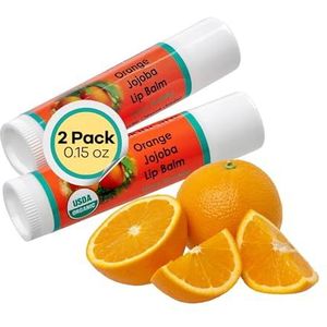USDA Biologische Oranje Lippenbalsem 2 Pack - Meer dan 70% Pure Biologische Jojoba-olie, Biologische Bijenwas, Citrusgeur, Verzacht en Verzacht Droge, Gebarsten en Gevoelige Lippen, Natuurlijke