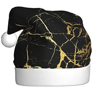 LAMAME Zwarte Gouden Marmer gedrukte Kerstmuts Kerstmisdecoratie Hoed Neutrale Kerstman