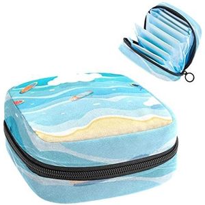 Padle Achtergrond Periode Pouch Draagbaar,Tampon Opbergtas voor Maandverband, Meerkleurig, 4.7x6.6x6.6 in/12x17x17 cm