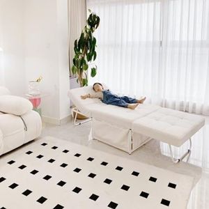 FZDZ —Converteerbaar stoelbed 4-in-1, opvouwbaar slaapstoelbed, montagevrij slaapstoelbed met verstelbare rugleuning, kleine slaapbank voor woonkamer/klein appartement, wit