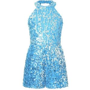 NUOYIXUAN Gymnastiekshorts, klassieke dans, gymnastiekpanty voor kinderen met glanzende pailletten, jazzdanskostuums voor Latina Jazz voor dansuitvoeringen (lichtblauw, 12)