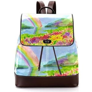 Gepersonaliseerde casual dagrugzak tas voor tiener lente landschap schooltassen boekentassen, Meerkleurig, 27x12.3x32cm, Rugzak Rugzakken