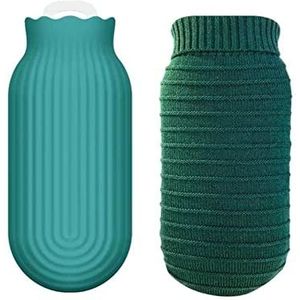 Mini warmwaterkruik, warmwaterkruik magnetron verwarming siliconen warmwaterkruikzak met gebreide hoes, warme en koude therapieën rugpijn - cadeau voor ouders, kerstmis (maat: multi) (maat: bruin)