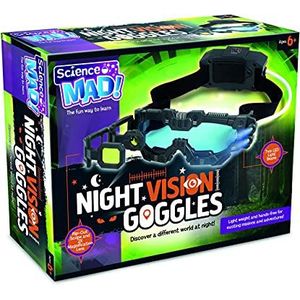 Science MAD! Nachtzichtbril voor kinderen - voor leuke nachtmissies - lichtgewicht, uitklapbaar bereik, 2x vergroting, dubbele LED-balken, blauwe lenzen, 6+ jaar, ‎20 x 10 x 5,5 cm (SM55), zwart