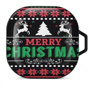 Merry Christmas ontwerp oordopjes hoesje compatibel met Samsung hard shell beschermhoes zwart-stijl
