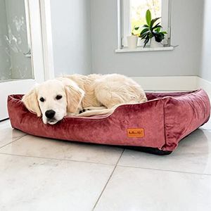 Halkalife Waterdichte en slijtvaste hondenbank. Luxe, glamoureuze bank voor een hond of kat. Zacht hondenbed. (M (80x50x18 cm), vuile roze)