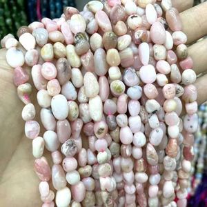 5-10mm onregelmatige natuursteen jade agaat citrines Amazoniet kwarts kralen voor sieraden maken DIY armband oorstekers-roze opaal-8-10mm