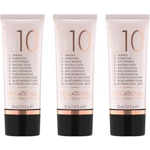 Catrice Ten!sational 10-in-1 Dream Primer, nude, anti-aging, hydraterend, natuurlijk, voor de droge huid, veganistisch, UVA- en UVB-filter + SPF 15, zonder alcohol, zonder parabenen, 3 stuks (3 x 30