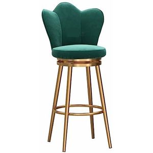 Barkrukken Barkruk Met Gouden Poten, Fluwelen Blad, 360° Draaibare Barkrukken, Keukenstoel Met Hoge Rugleuning, Barontvangststoel Barstoel Bistrokruk (Color : Grün, Size : 75cm Sitting Height)