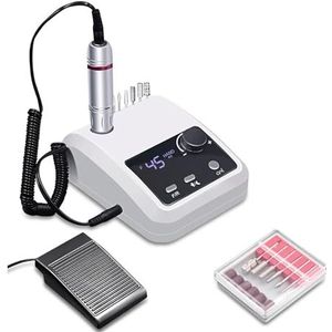 45000 RPM Elektrische Nagelboormachine For Nagels Vijl HD-scherm Metalen Manicurepen Professionele Nageldraaibankschuurmachine Eenvoudig te bedienen(White)
