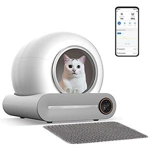 Zelfreinigende Kattenbak, Automatische Kattenbak Met Extra Grote Capaciteit Van 60 Liter, Automatisch Kattentoilet Met Dubbele Sensor, App-Bediening, Geurverwijdering, Eenvoudig Schoon Te Maken