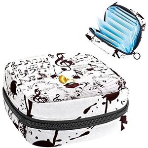 Periode Pouch Draagbare Tampon Opbergtas,Tampon Houder voor Portemonnee Vrouwelijke Product Organizer,muziek Note Accumulator, Meerkleurig, 4.7x6.6x6.6 in/12x17x17 cm