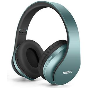 TUINYO Bluetooth-oortelefoon, draadloze in-ear oortelefoon met microfoon, opvouwbare draadloze en lichtgewicht stereo oortelefoon voor reizen/werk en tv/pc/mobiele telefoon-blauw-zilver