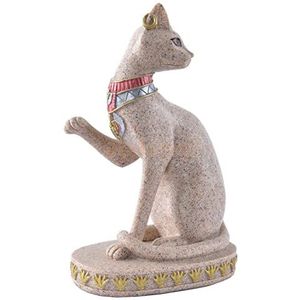 Standbeeld Hand gesneden oude Egyptische Mau kat zittende godheid geluk rijkdom standbeeld decor abstracte sculptuur