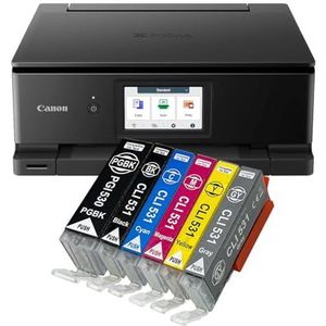 IC-Office TS8750 multifunctionele inkjetprinter 3-in-1 (printen, kopiëren, scannen, SD-kaart, duplex, WLAN, AirPrint) zwart + 6 XXL inktpatronen
