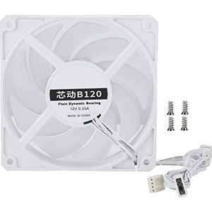 12 cm computerventilator Koelventilator Stille koeler 77CFM 2400 RPM CPU-radiator voor desktopcomputer 12 V, stille ventilator CPU Heatsink computerkast ventilatoren voor CPU-koelers(wit)