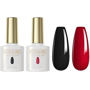 ROSALIND UV Nagellack Zwart Rood Gel Nagellack, 15ml Nagellack UV LED Soak Off Nail Art Manicure Gel Polish