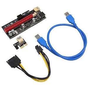 GPU Riser Express-kabel 1X naar 16X, PCIE 1X naar 16X Riser-kaart 4 vaste condensatoren 6 PIN-interface voor 8 voor 10 voor Win7 Blauwe lijn