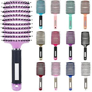 My Sensory Space Ontwarrende Haarborstel, Magische Borstel Ontklitter, Detangler Bristle Nylon Haarborstel, Gebogen en Geventileerde Ontwarrende Haarborstel (Kleur: Paars-B)