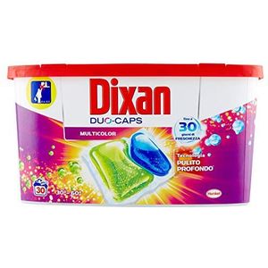 Dixan Duo-Caps meerkleurig, voorgedoseerd wasmiddel in kleurrijke capsules, diepreinigend, 60 wasbeurten