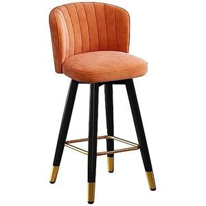 Barkrukken Keukenkrukken Draaibarkruk Ergonomische Rugleuning Fluwelen Hoge Stoel Moderne Keuken Pub Barkruk Metalen Frame Met Chromen Voetsteun Barstoelen Hoge Krukken(Orange,Sitting Height 75cm)