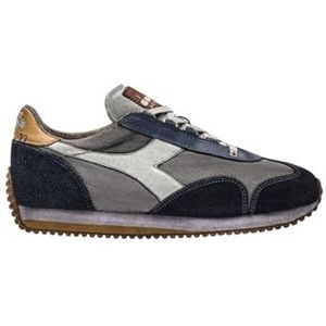 Sneaker Diadora Heritage In Canvas And Blue Suede Leather, Size: 10½