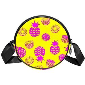 Ananas Comosus Gele Crossbody Tas Messenger Bag Purse voor Vrouwen, Meerkleurig, 6.7x6.7x2.3 in, Sling Rugzakken