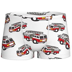 GUAMAG Cartoon Brandweerwagen Auto Patroon Jongen Boxer Slips Katoen Ondergoed Stretch Ademend Trunks Shorts, Meerkleurig, L