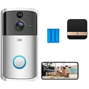 Videodeurbel, Video Deurbel Draadloze Smart Camera Deurtelefoon Intercom met Bewegingsdetectie Waterdicht for Home Security,Reageert Snel(Blue regular)