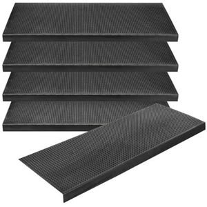 KARAT Santiago Trapmat van rubber, set van 4, 25 x 75 cm, weerbestendige en antislip trapmatten voor buiten, trapmat