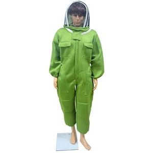 Bijenstalpak, 3D ademende lucht katoenen stof ontwerp bijenteelt beschermende kleding kleding anti-bijenkleding imker kostuum(Fencing Hat Green,L)