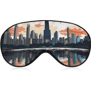 Zachte verduisterende slaap oogmasker Chicago Skyline reizen ooghoezen nul oogdruk super lichtgewicht zijdezachte blinddoek met verstelbare riem voor vrouwen mannen