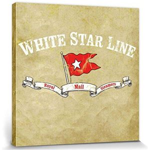 1art1 Titanic Poster Kunstdruk Op Canvas White Star Line Banner Muurschildering Print XXL Op Brancard | Afbeelding Affiche 40x40 cm