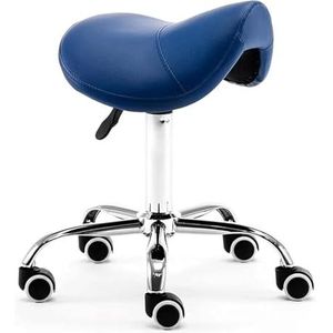 Zadelkruk met wielen PU-leer, draaiende salonstoel, rolstoel 48-60 cm, verstelbaar voor tatoeage/schoonheid/wimpers/massage/tandheelkundige zorg