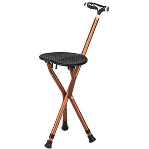 opvouwbare stoel 2-in-1 wandelstok met zitting, LED-verlichting, verstelbaar van 87-97 cm, opvouwbaar, 100 kg