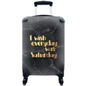 MuchoWow® Koffer - Quote - Weekend - Goud - Marmer - Past binnen 55x40x20 cm en 55x35x25 cm - Handbagage - Trolley - Fotokoffer - Cabin Size - Print