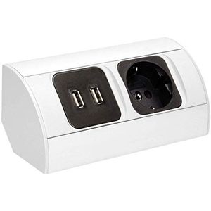 Orno AE-1310(GS) Hoekcontactdoos 1 Vak met Twee USB Laders - 45 ° Opbouwmontage 3680W 16A