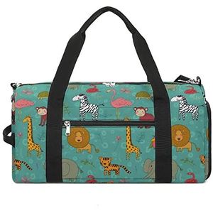 Afrika Dieren Patroon Reizen Gym Tas met Schoenen Compartiment En Natte Zak Grappige Tote Bag Plunjezak voor Sport Zwemmen Yoga