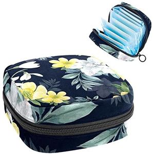 Periode Pouch Draagbare Tampon Opbergtas,Tampon Houder voor Portemonnee Vrouwelijke Product Organizer,Winter Bloei Bloem, Meerkleurig, 4.7x6.6x6.6 in/12x17x17 cm