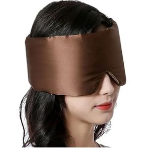 2 stuks zijden satijnen slaapmasker oogmasker oogmasker blokkerende licht oogmasker dekking schaduw reizen ontspannen ooglapje vrouwen mannen hulp om te slapen (koffiebruin)