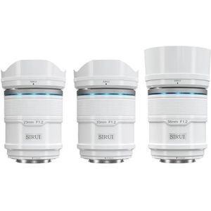 SIRUI Sniper F1.2 Autofocus lensset, 23mm, 33mm, 56mm, groothoek APS-C cameralens, X-mount lens voor X-H2S, X-T5, X-M5, X-S20 (AS-3S-XW, X-mount, wit)