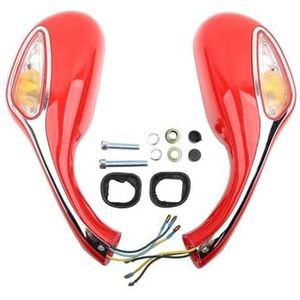 Achteruitkijkspiegels aan de zijkant 1 Paar Universele Reflector Spiegels Motorfiets Achteruitkijkspiegels Met Richtingaanwijzers Sequentiële Licht Voor GY6 125 Achteruitkijkspiegel(Bright Red)