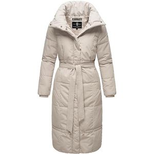 Navahoo Mirenaa Winterjas voor dames, warme gewatteerde jas, extra lang met riem, S-XXL, grijs, S