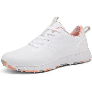Hiuzylqx Waterdichte golfschoenen voor dames, spikeloze outdoor sportschoenen voor golfers,White a,41 EU