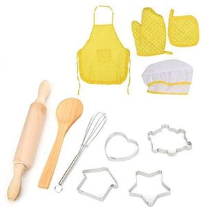 Kids Chef Costume Kids Cooking Toy Set, Kids Kitchen Rollenspel Set, Girls Toy Schorten, Kitchen Toys For(yellow)